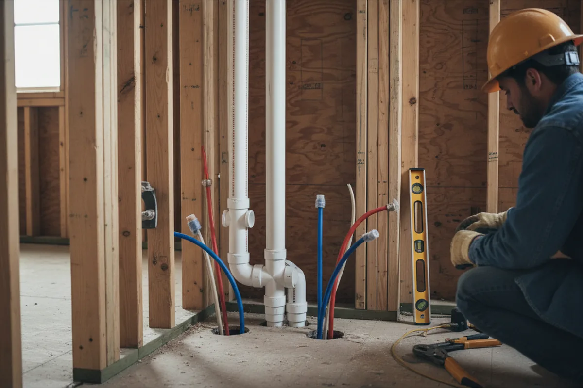 Drain and supply rough-in during Garbage Disposal Repair in Martin